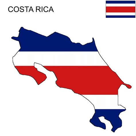 costa rica flag and map